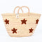 Multiple Stars  Embroidered Basket | Handwoven Summer Straw Tote⭐